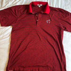 UGA Peter Millar Red and Black Striped Polo Shirt
